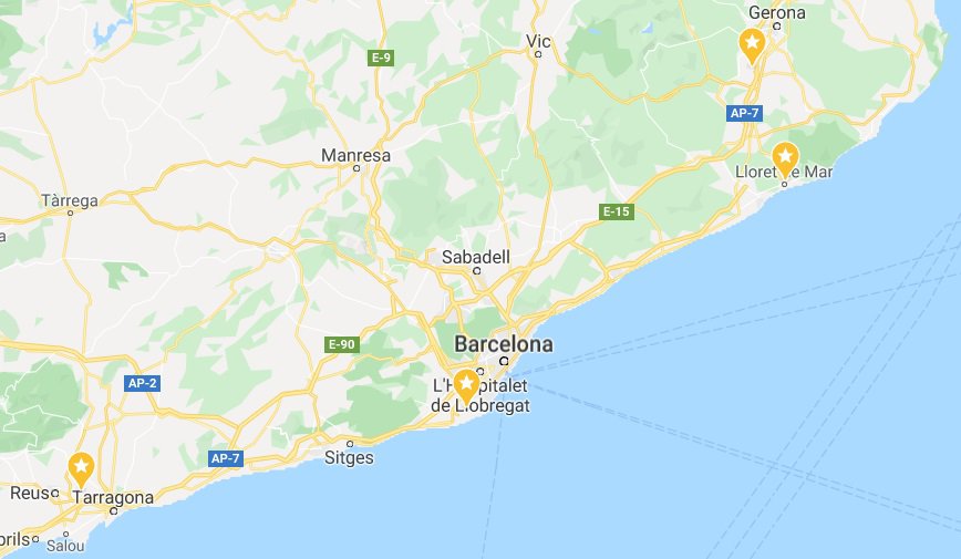 Aéroports de Lloret de Mar sur la carte