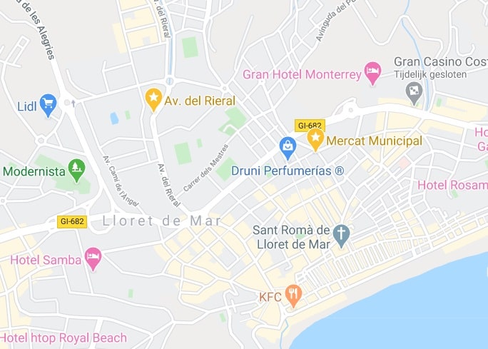 Marché à Lloret de Mar sur la carte