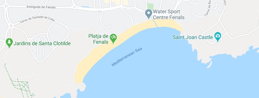 Plage de Fenals à Lloret de Mar sur la carte